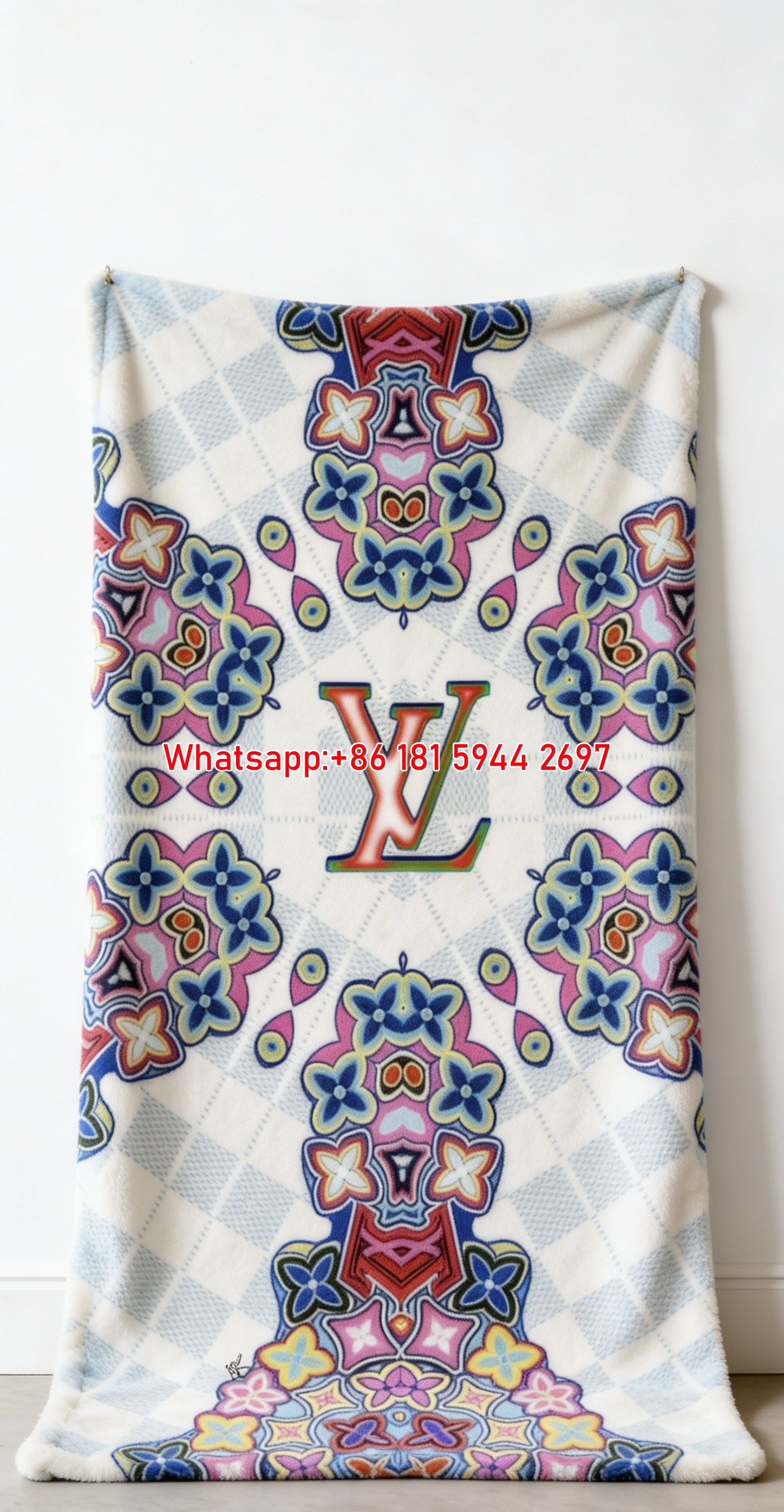 LV Colorful Floral Blanket LV Vibrant Art Flannel IMG_3277